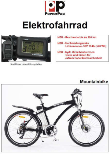 PowerPac E-Mountainbike Datenblatt